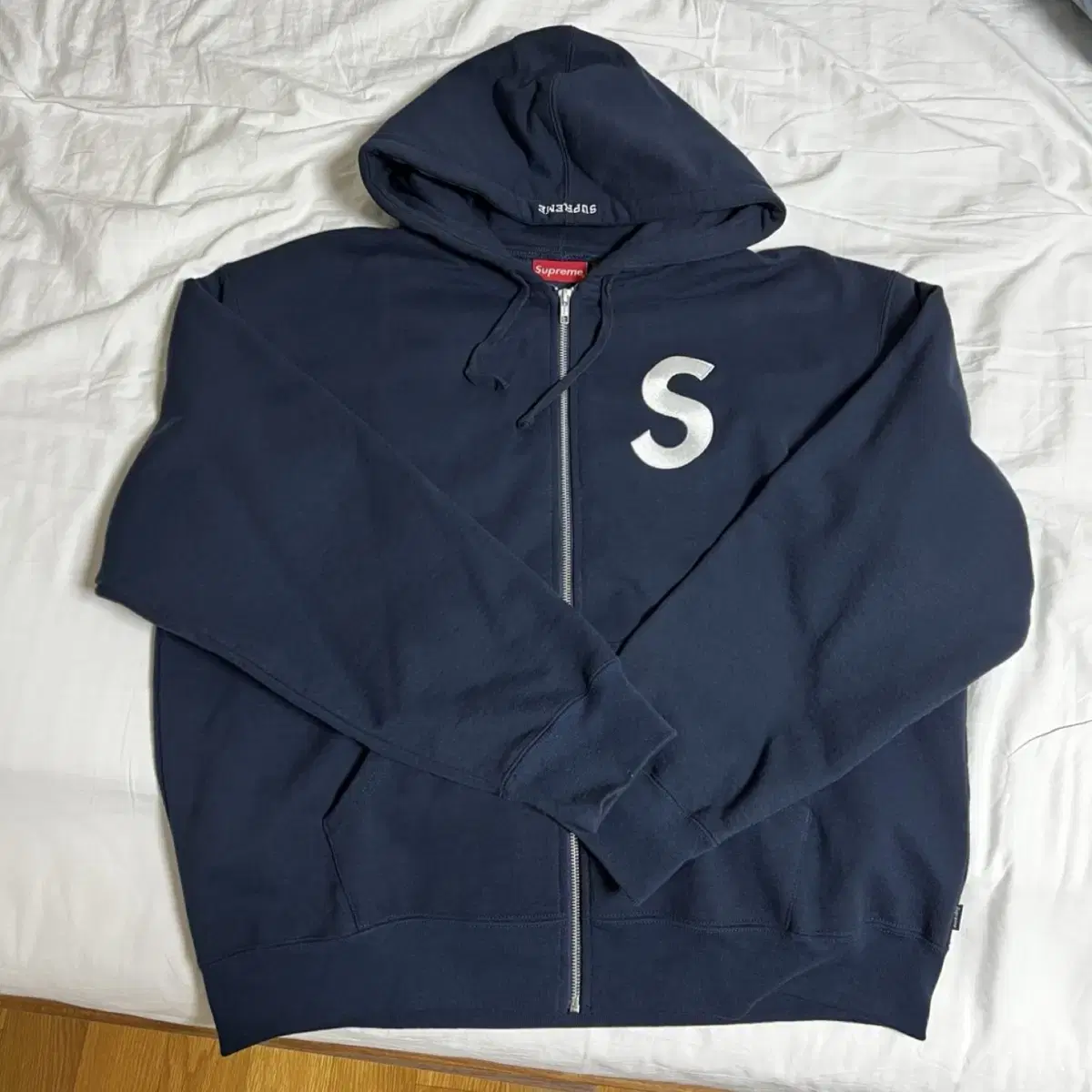 Supreme S 로고 자수 후드집업 L